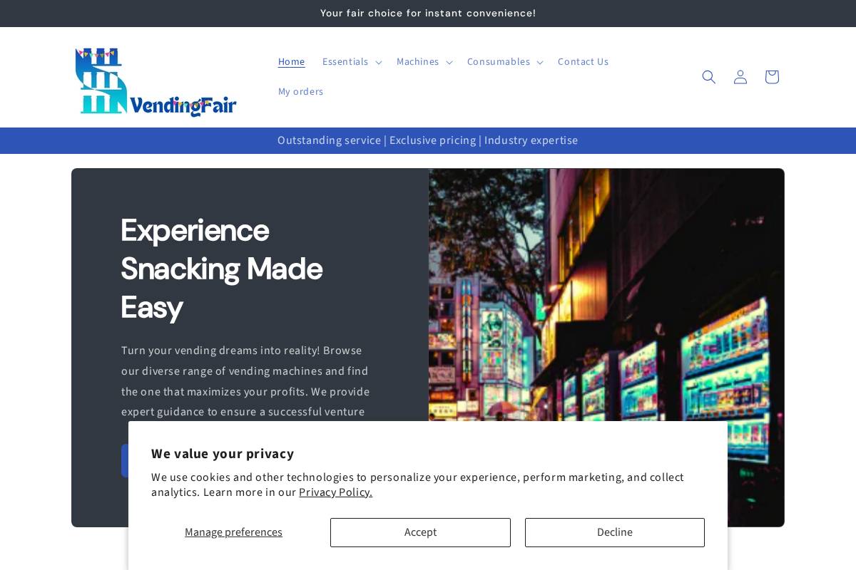 vendingfair.com homepage screenshot