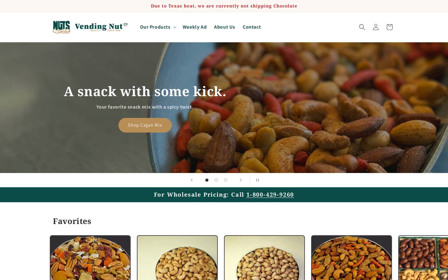 vendingnutco.com homepage screenshot