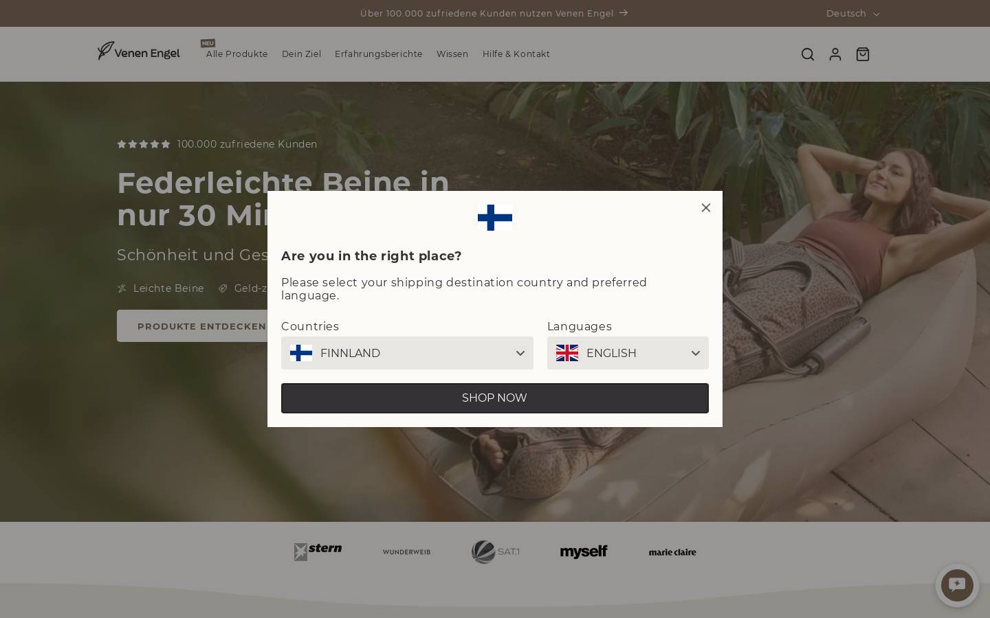 Venen Engel homepage screenshot