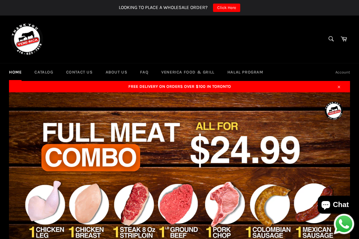 Venericameatsdelivery homepage screenshot