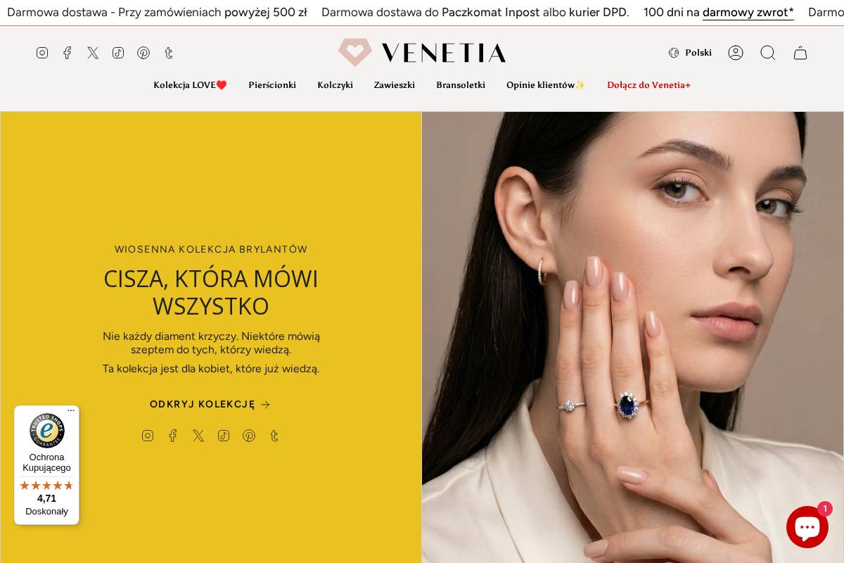 venetiajewels.pl homepage screenshot