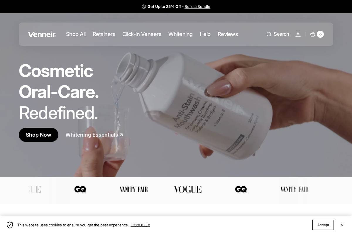 Venneir homepage screenshot