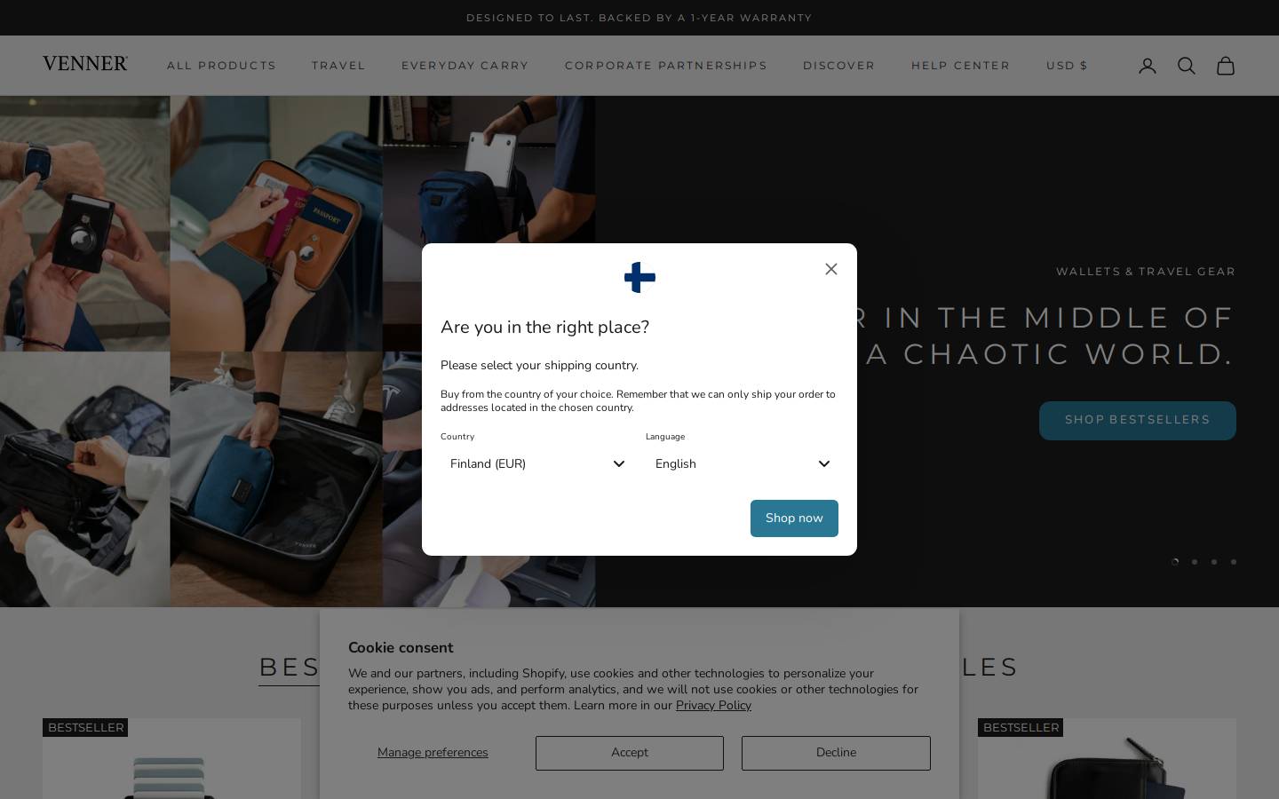 vennershop.com homepage screenshot