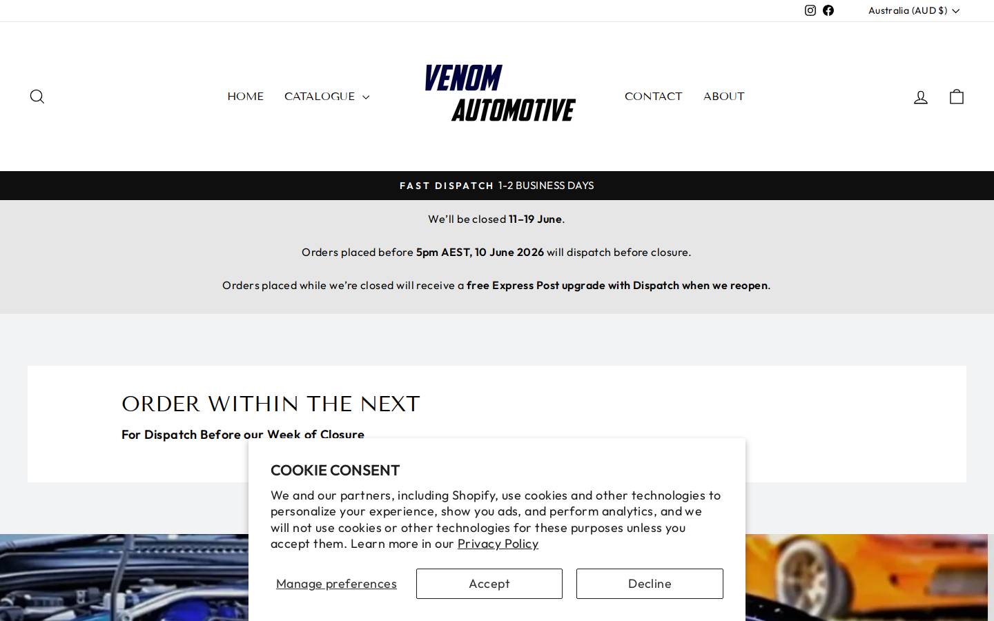 venomautomotive.com homepage screenshot