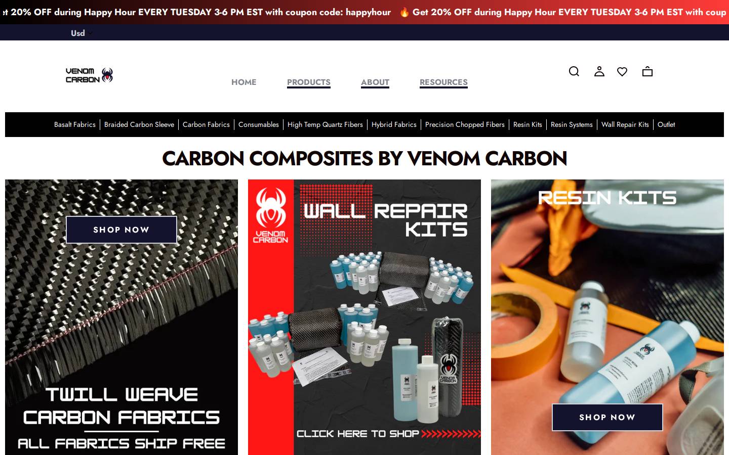 venomcarbon.com homepage screenshot