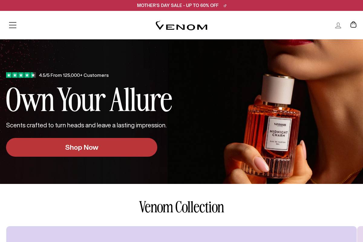venomscent.com homepage screenshot