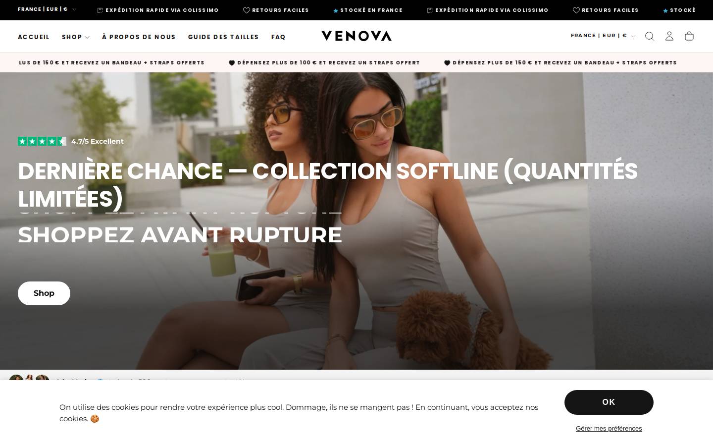 Venova Activewear homepage screenshot