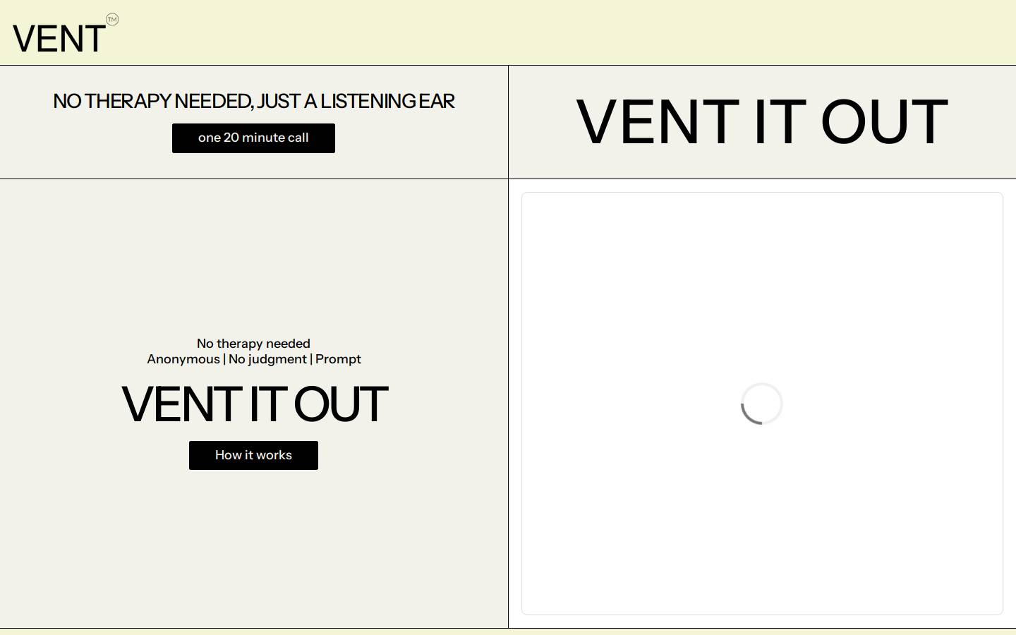 vent-it-out.com homepage screenshot