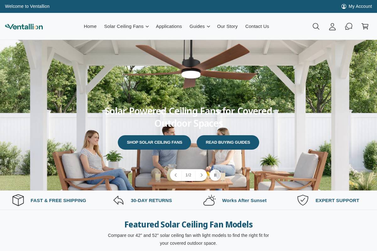 ventallion.com homepage screenshot
