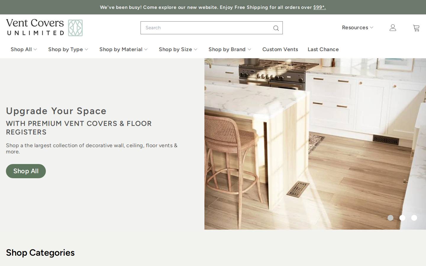 VentCoverUnlimited homepage screenshot