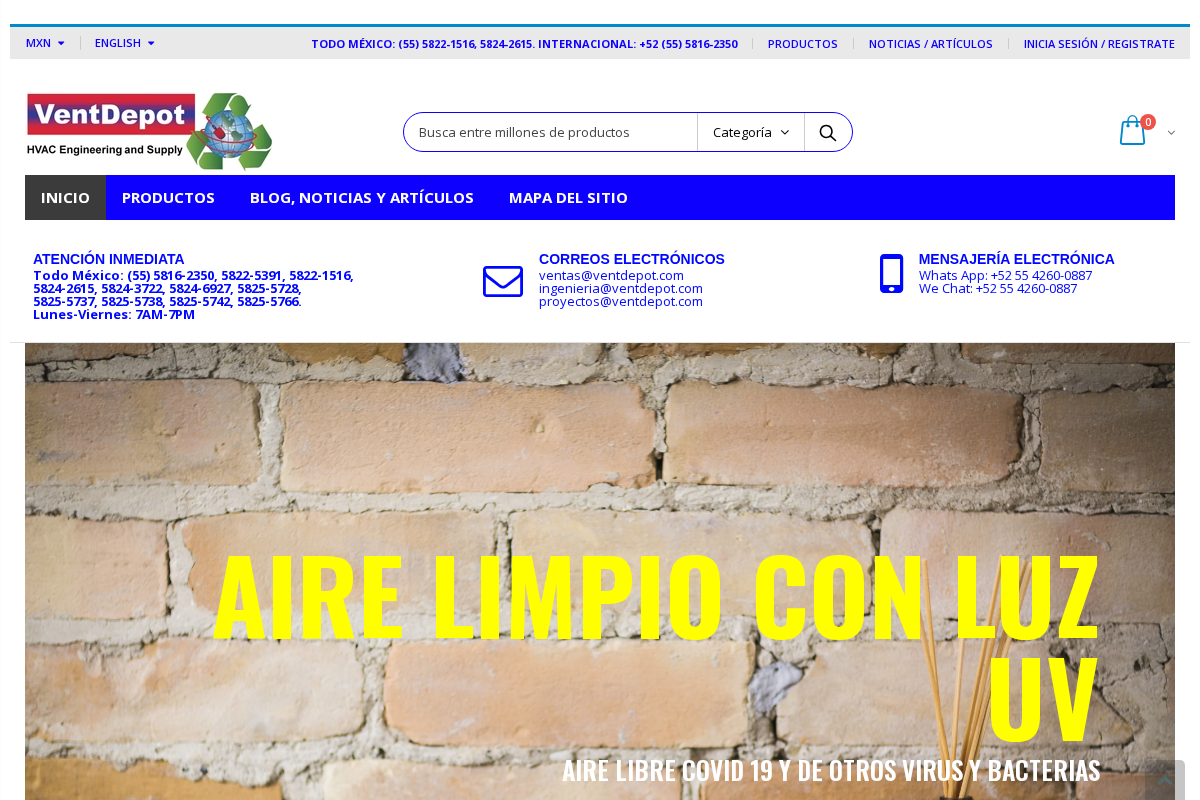 Todo en Ventilación SA de CV homepage screenshot