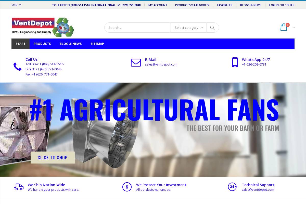 VentDepot Inc homepage screenshot