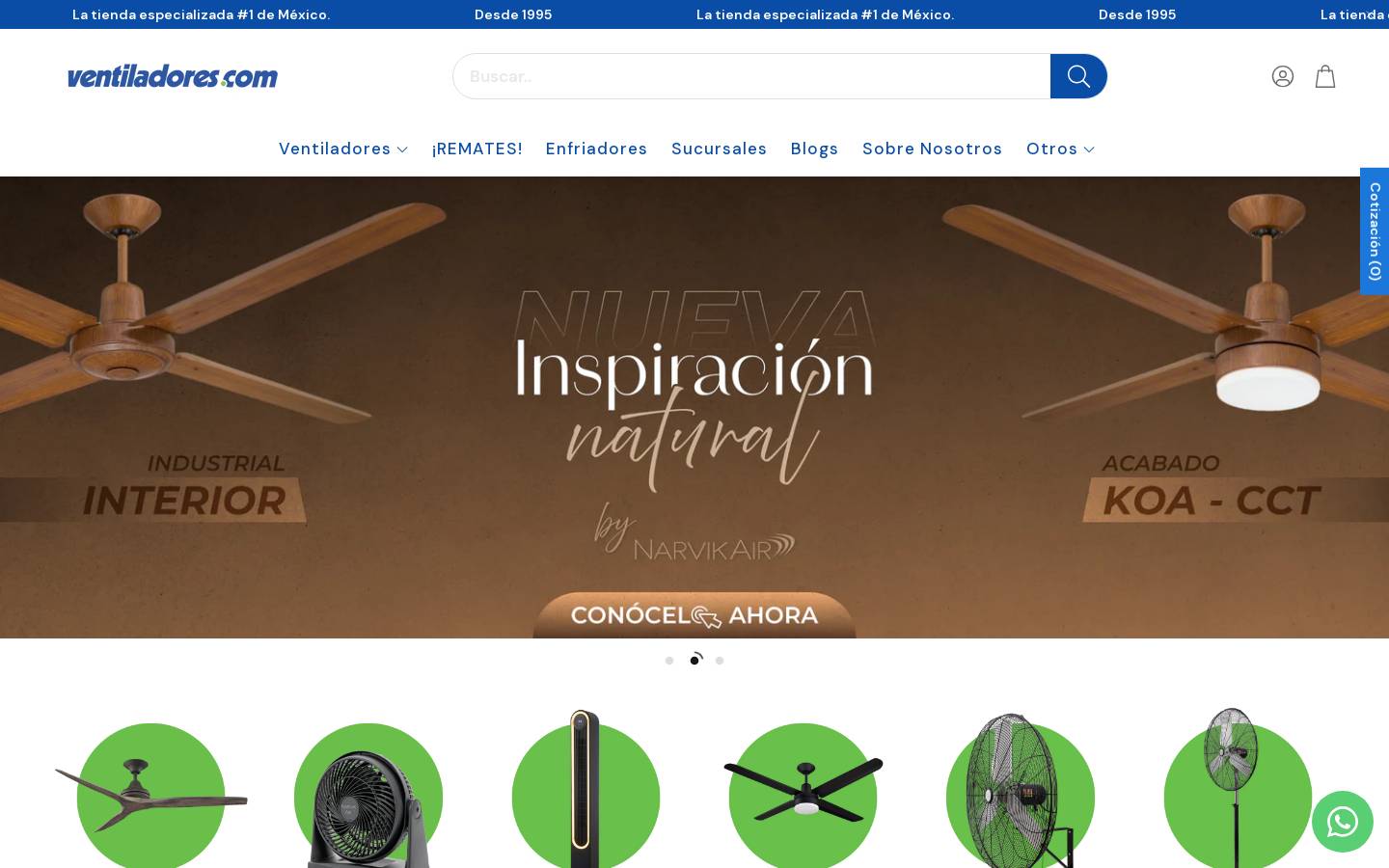 ventiladores.com homepage screenshot