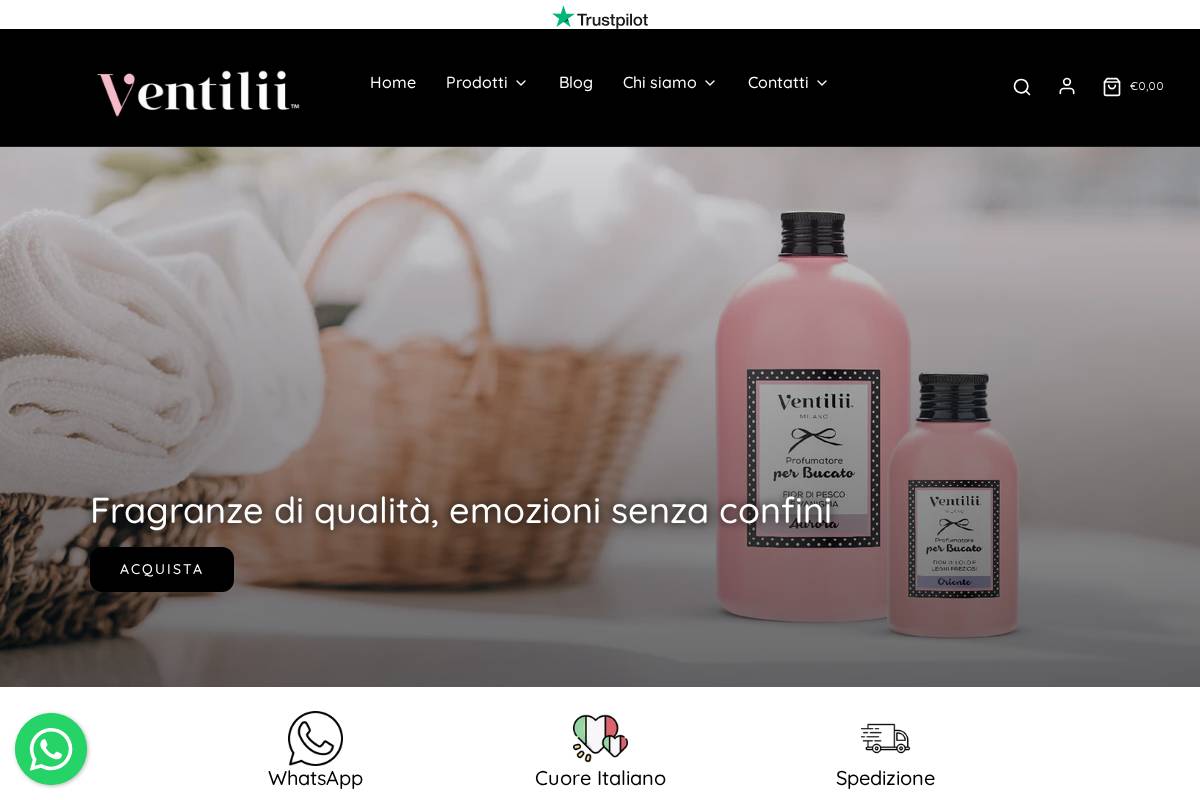Ventilii Milano homepage screenshot