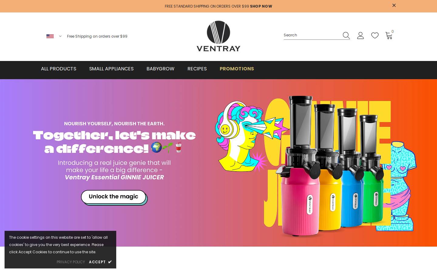 ventray.com homepage screenshot