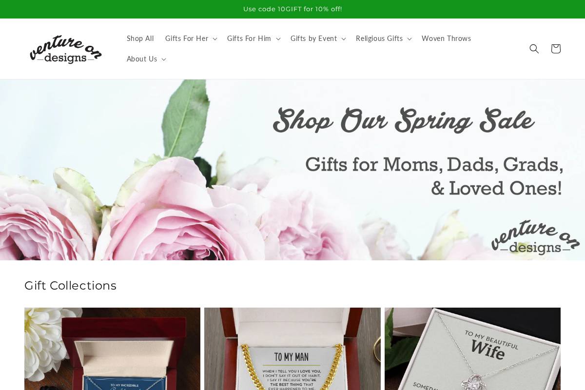 ventureondesigns.com homepage screenshot