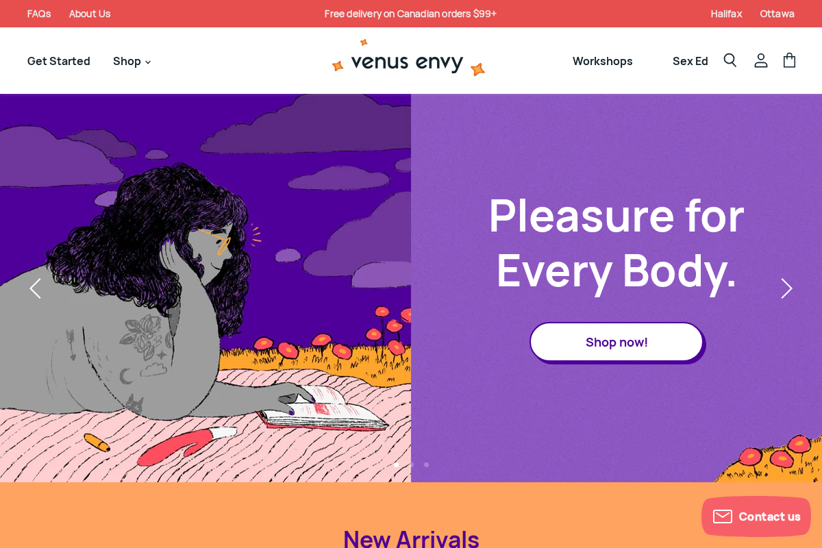 Venus Envy homepage screenshot