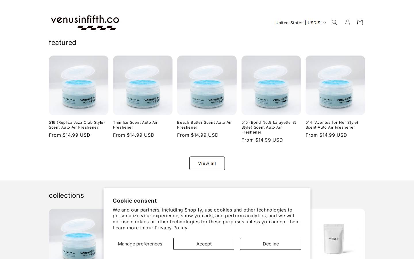venusinfifth.co homepage screenshot
