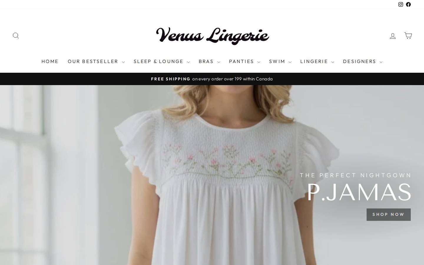 venuslingerie.ca homepage screenshot
