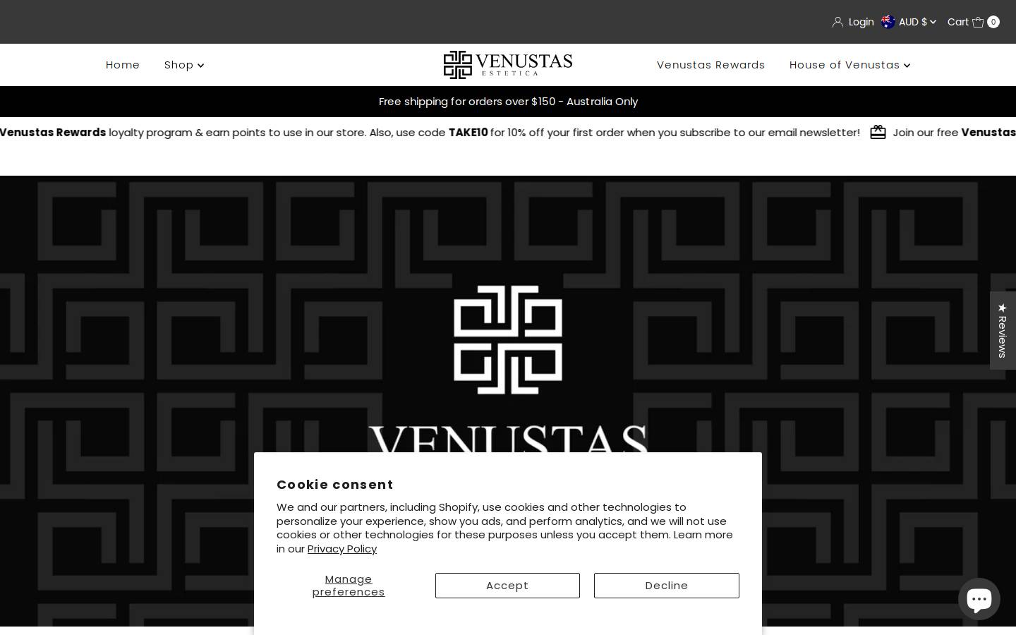 Venustas homepage screenshot