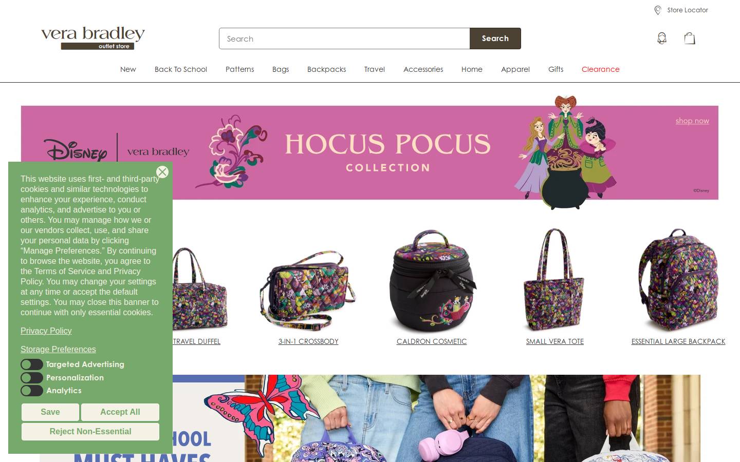 verabradleyoutlet.com homepage screenshot