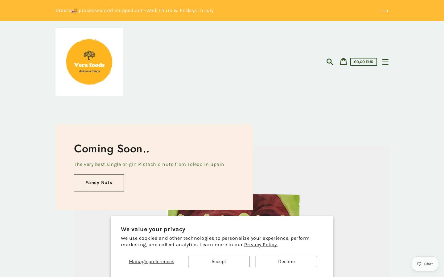verafoods.ie homepage screenshot