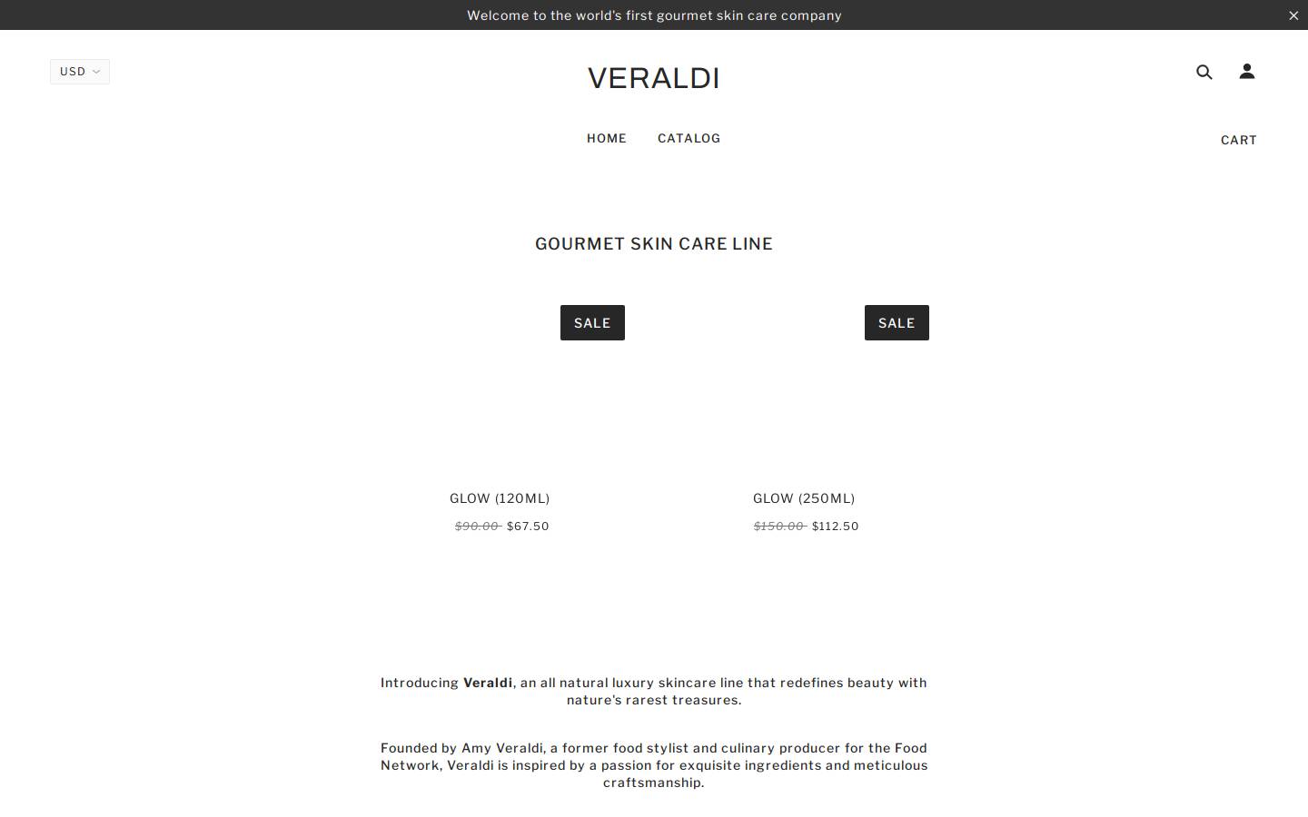 veraldiskin.com homepage screenshot