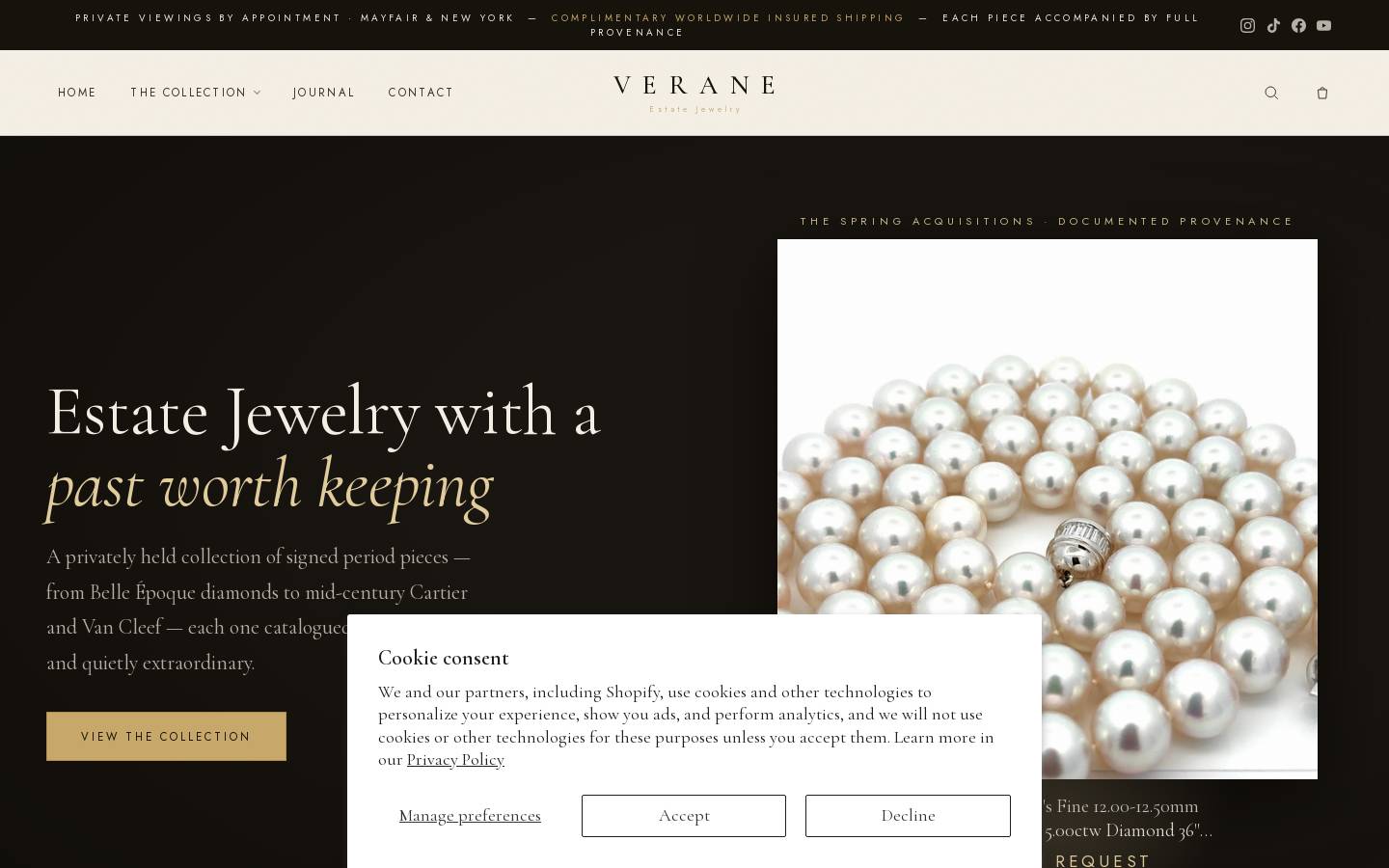 veraneestatejewelry.com homepage screenshot
