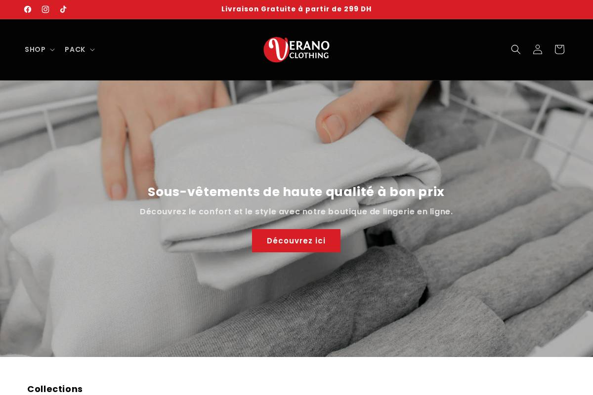 veranoclothing.ma homepage screenshot