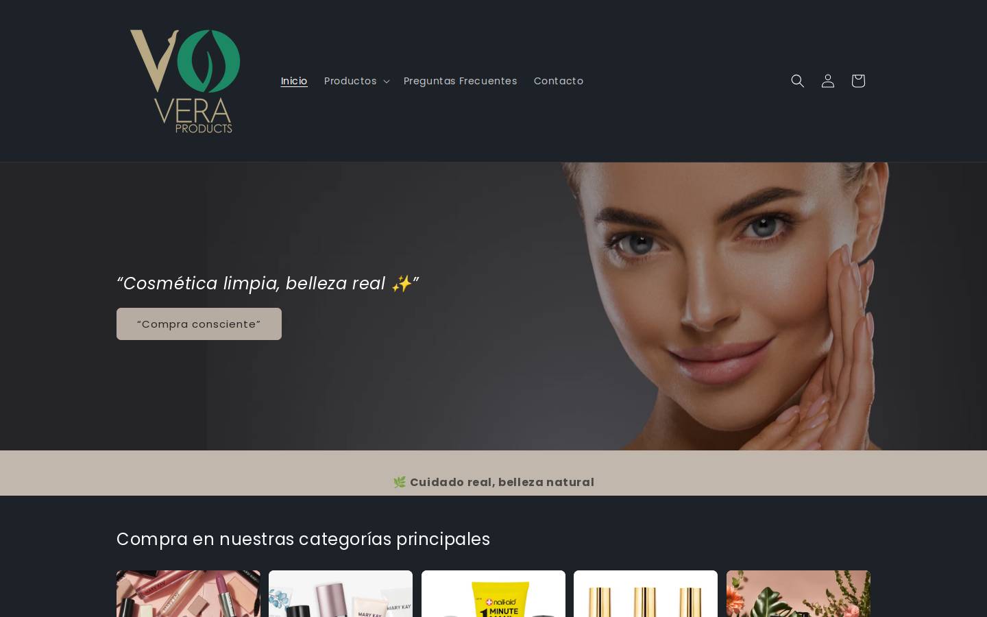 veraorganicbeauty.shop homepage screenshot