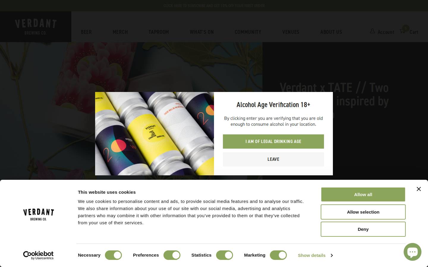 verdantbrewing.co homepage screenshot
