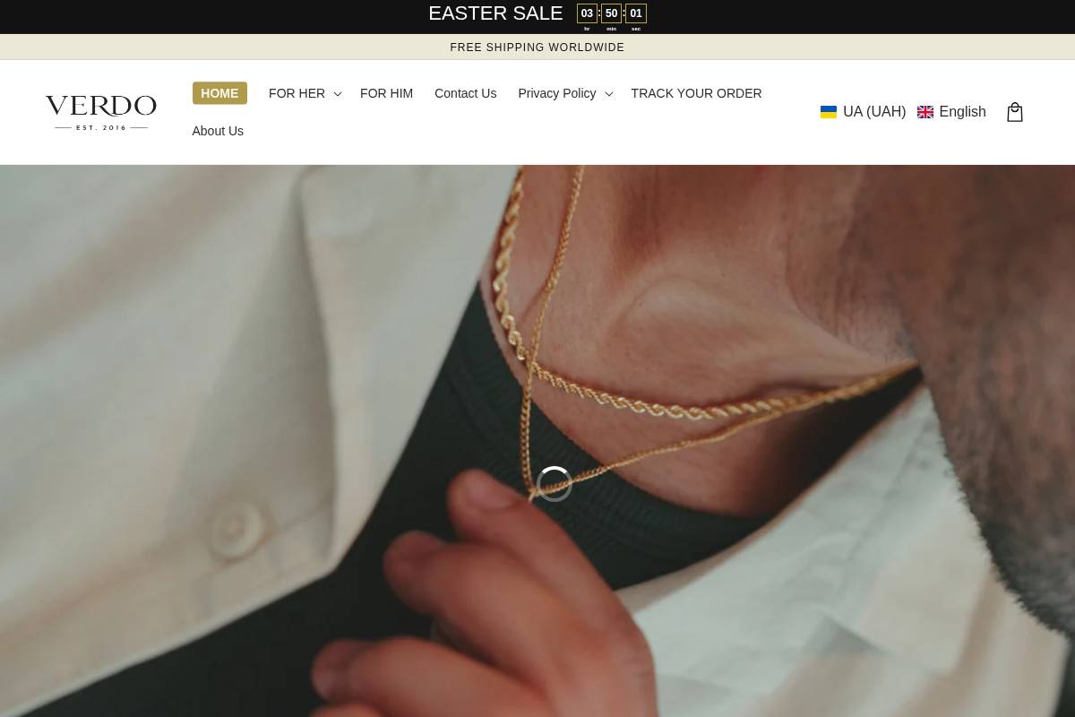 verdojewelry.com homepage screenshot