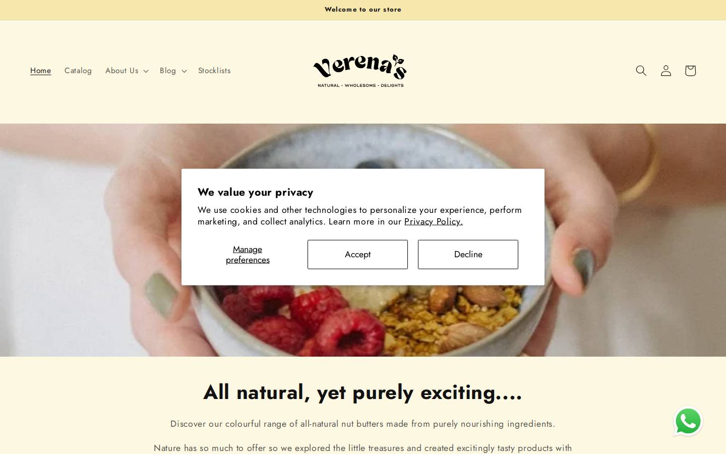 verenaskitchen.com homepage screenshot