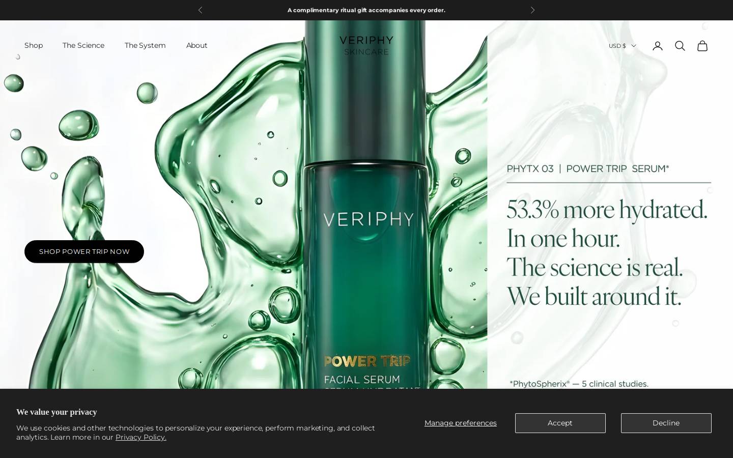 veriphyskincare.com homepage screenshot