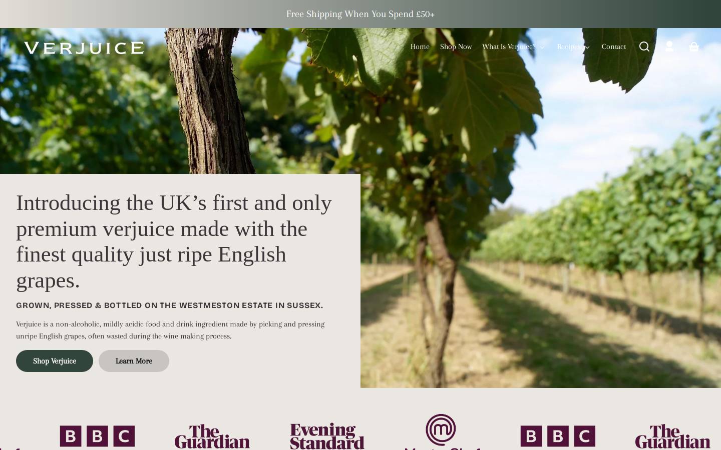 verjuice.com homepage screenshot