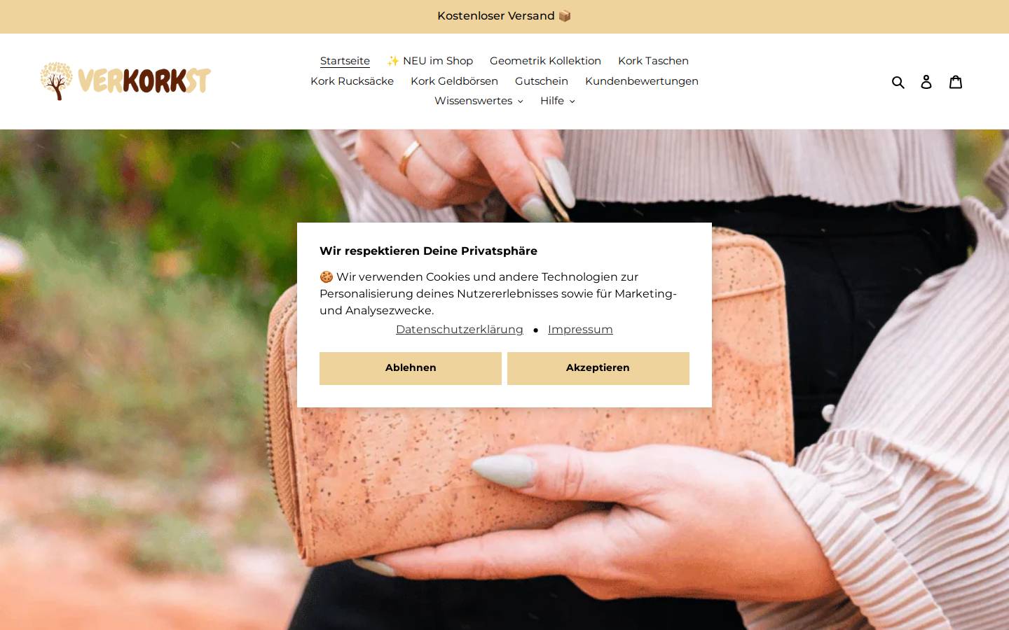 verkorkst.com homepage screenshot
