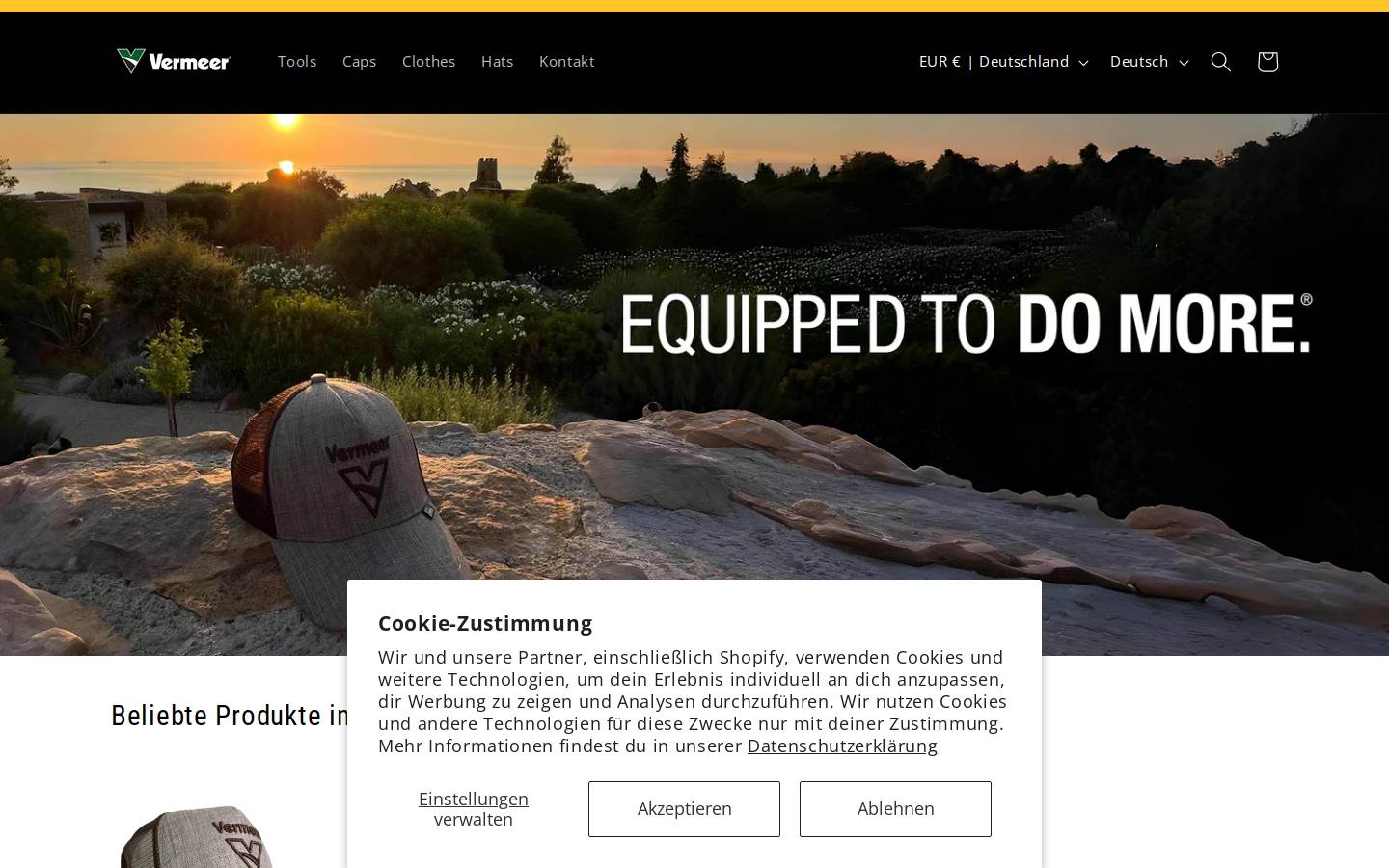 vermeer-shop.com homepage screenshot