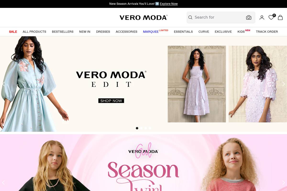 VERO MODA Online Shop homepage screenshot