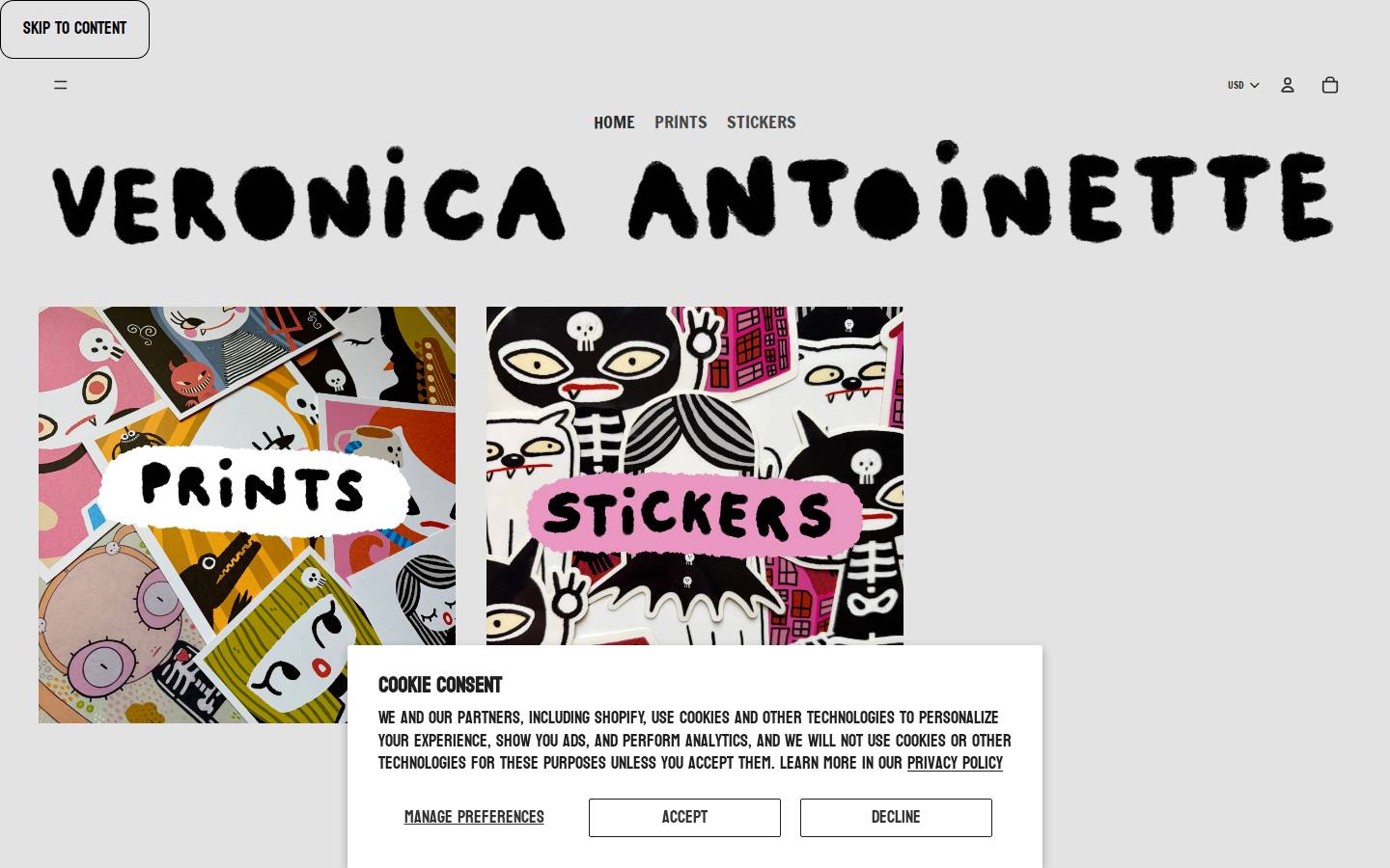 veronicaantoinette.com homepage screenshot