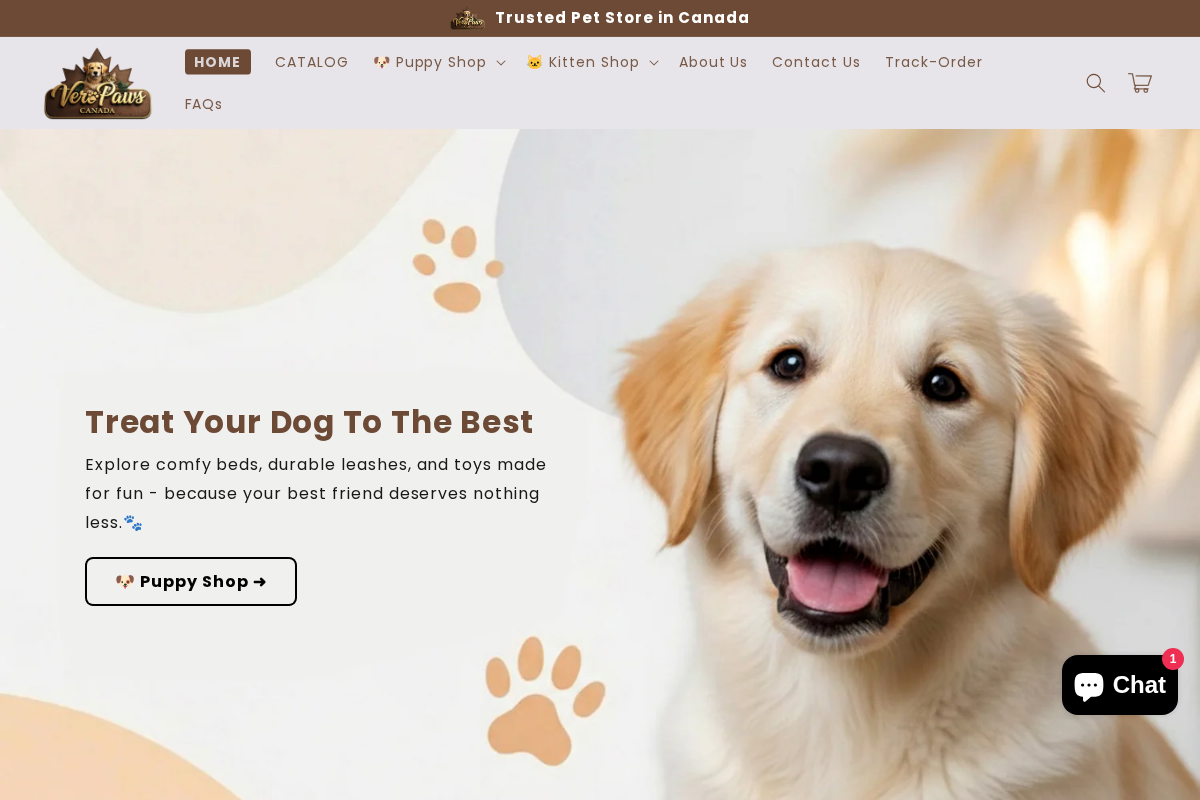 VeroPaws Canada homepage screenshot