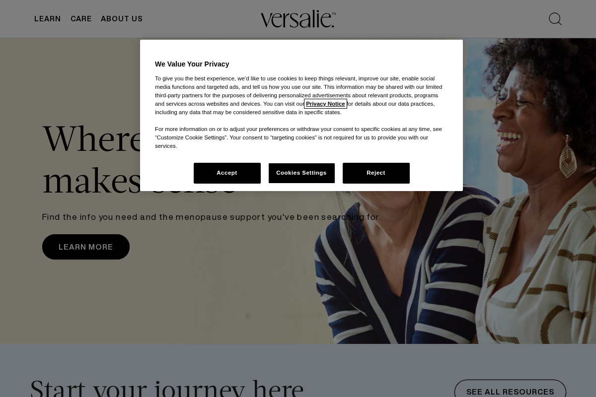Versalie homepage screenshot