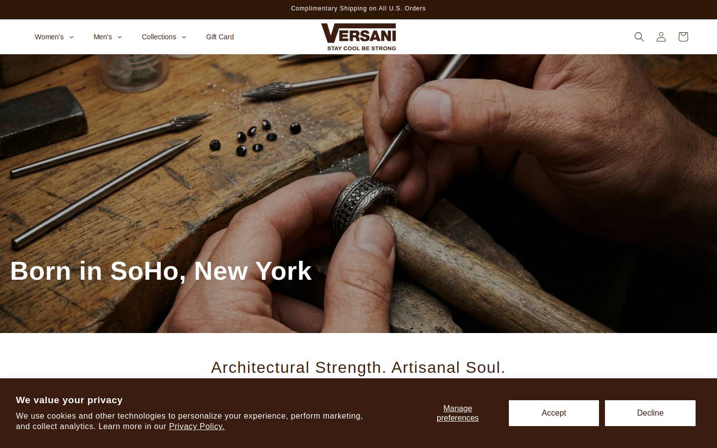 Versani homepage screenshot