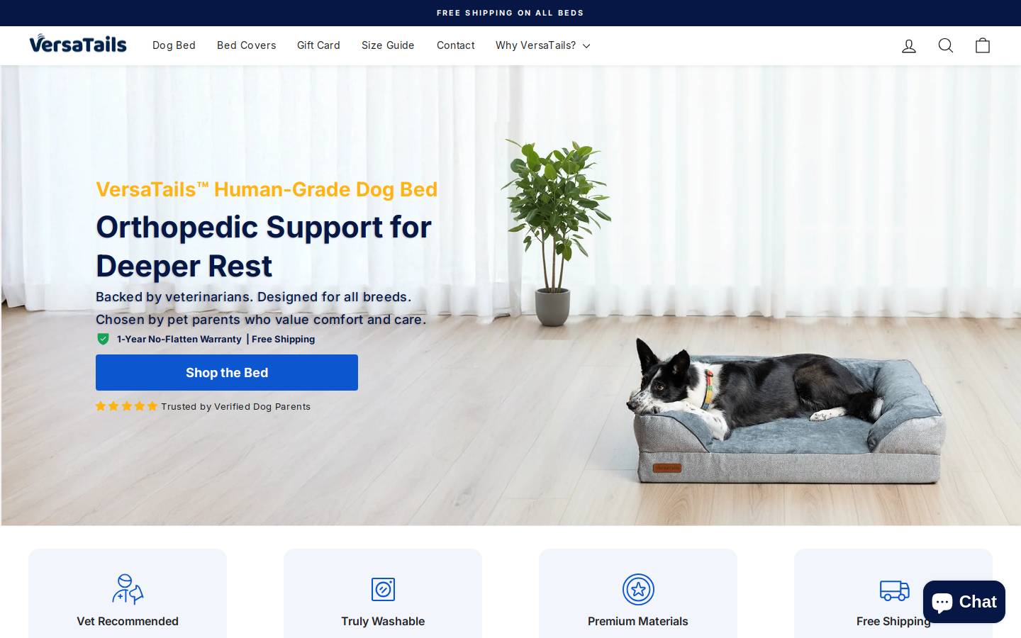 versatails.com homepage screenshot