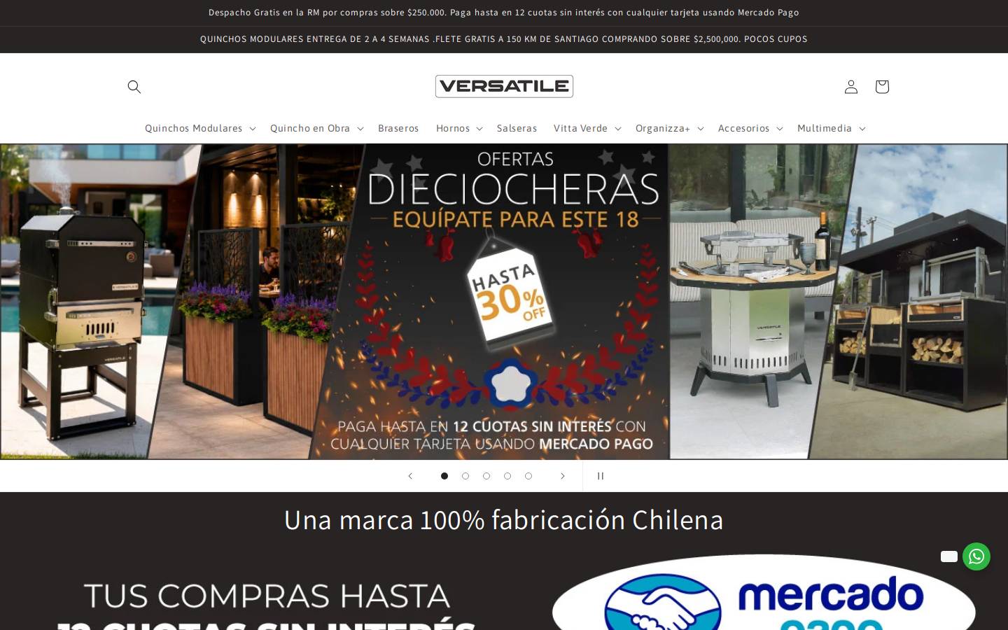 versatilechile.cl homepage screenshot