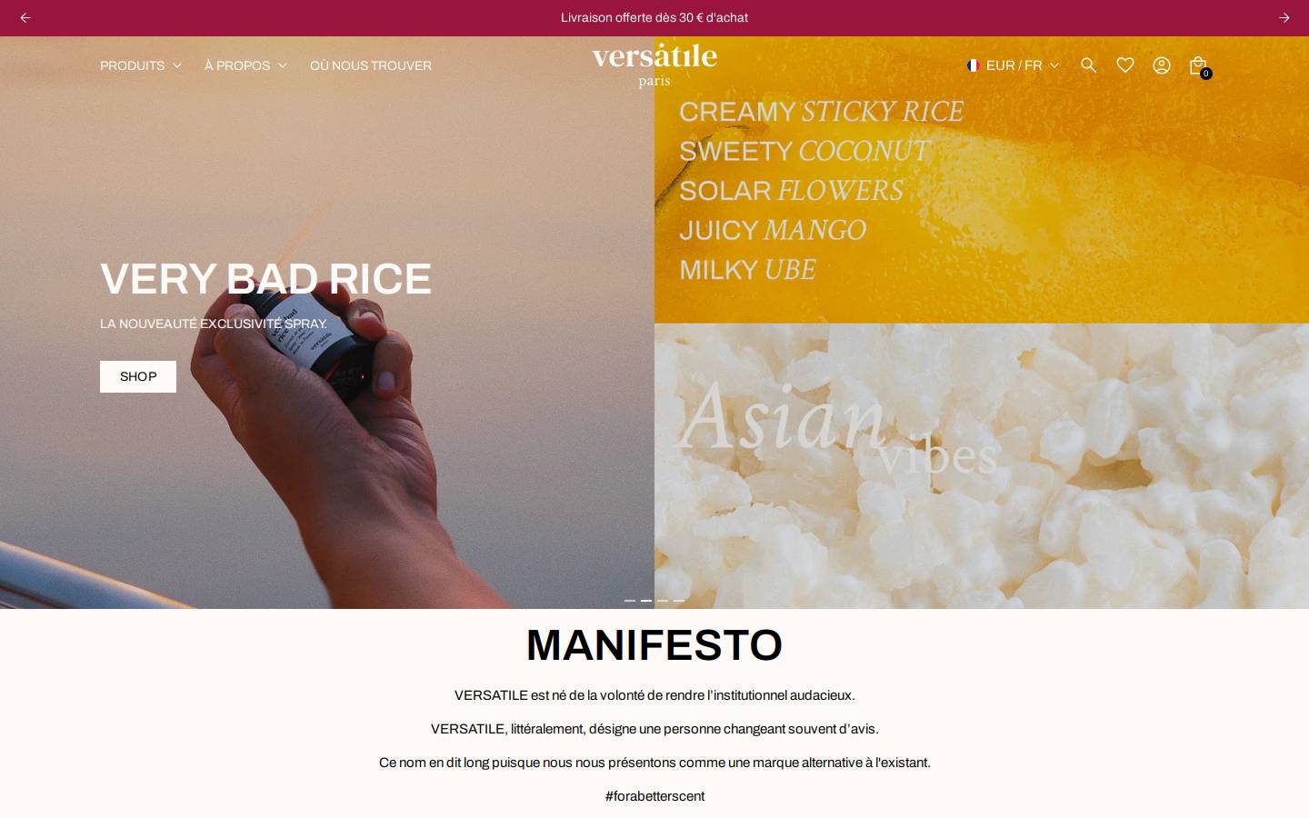 versatileparis.com homepage screenshot