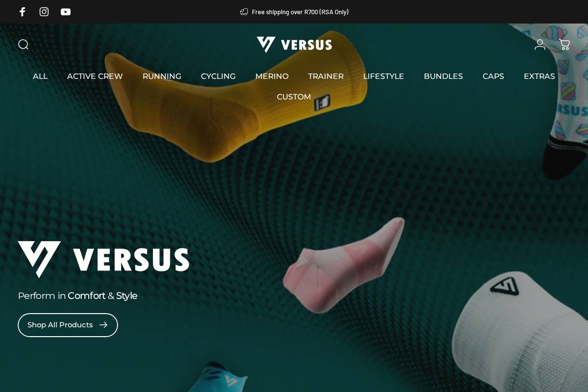 Versus Socks homepage screenshot