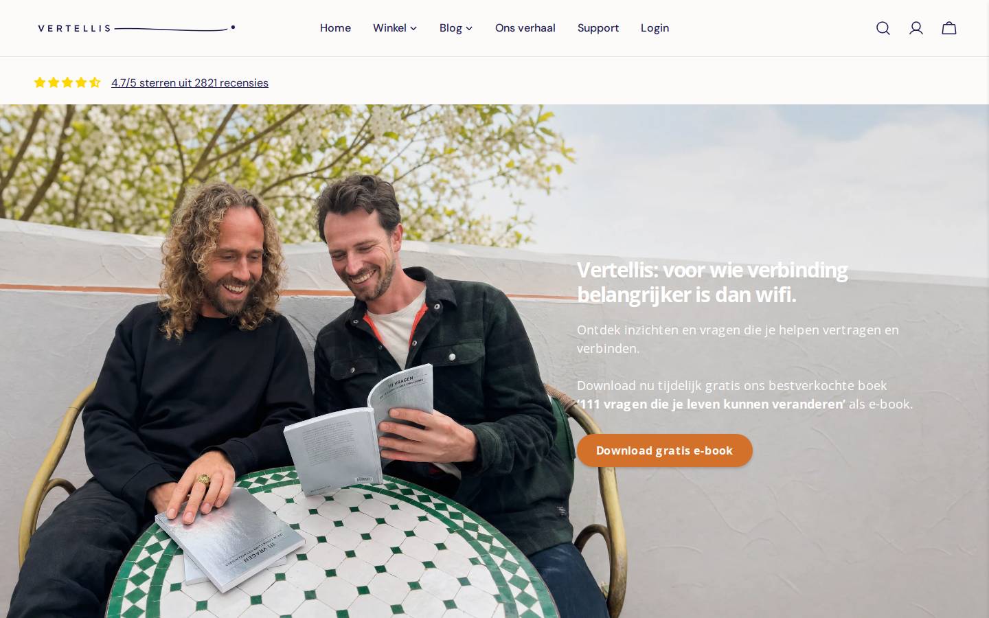 Vertellis homepage screenshot