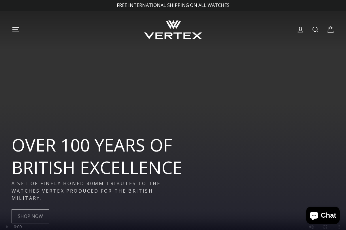 vertex-watches.com homepage screenshot