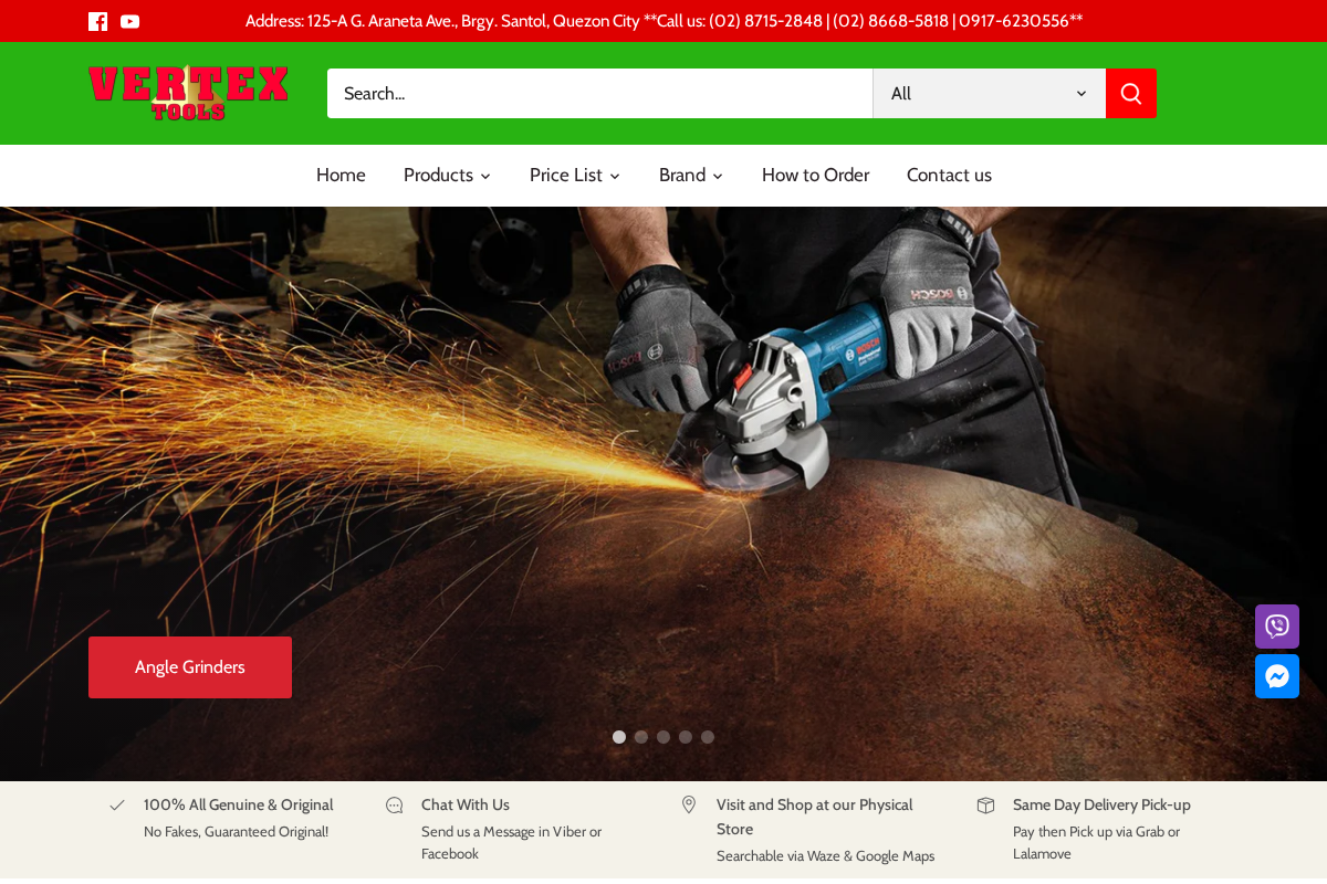 Vertexpowertools homepage screenshot