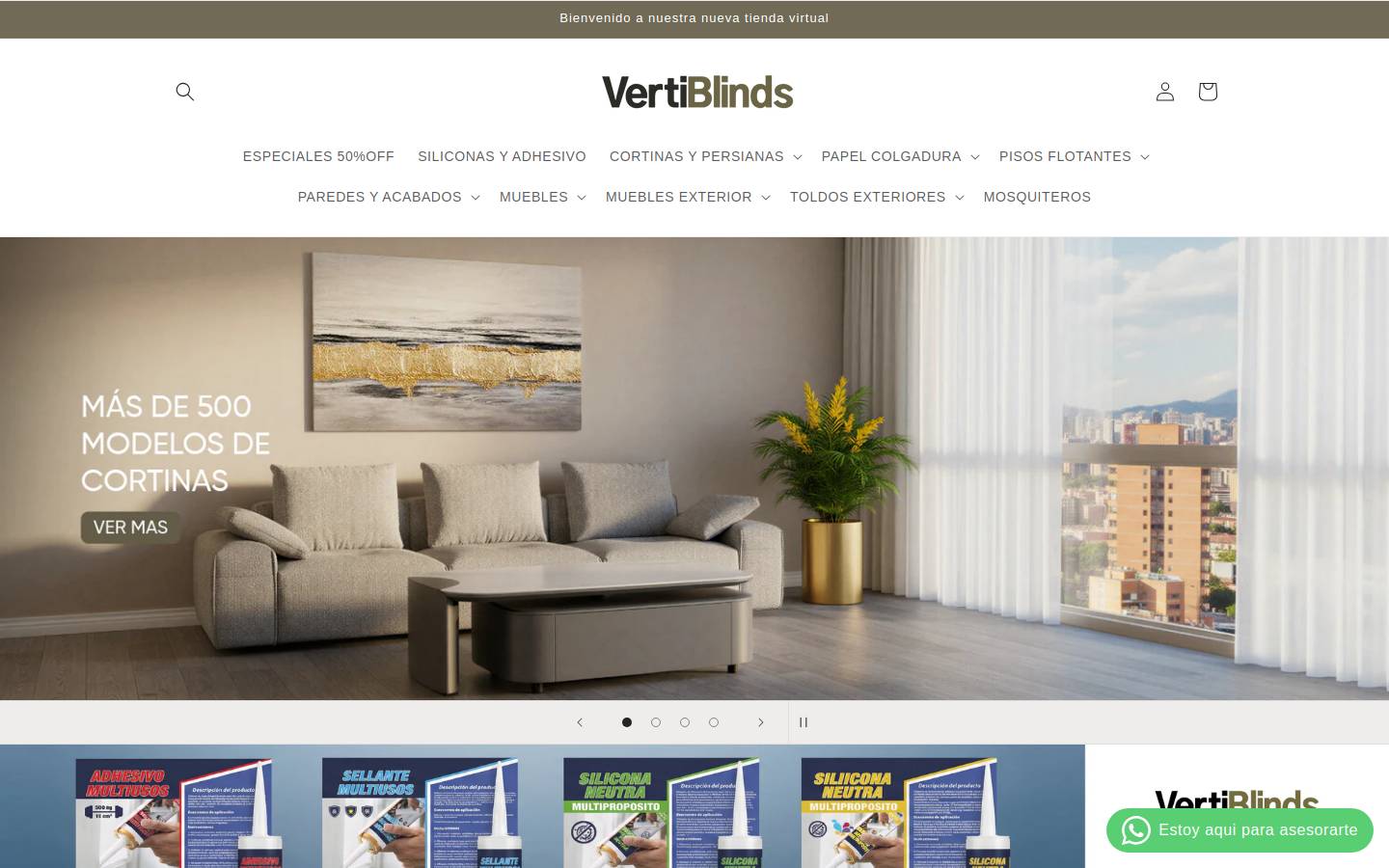 vertiblinds.com.co homepage screenshot